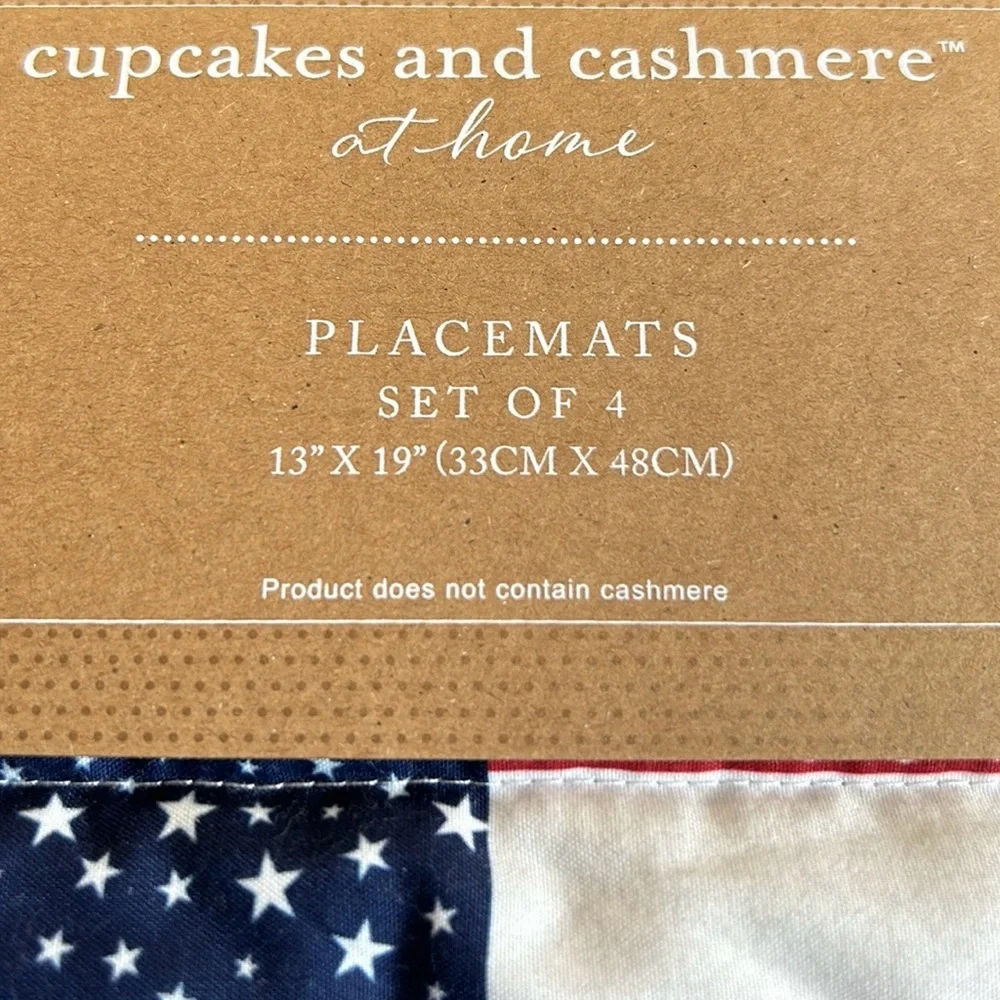 Cupcakes & Cashmere Placemats Quilted Americana Flag July 4th Red White Blue